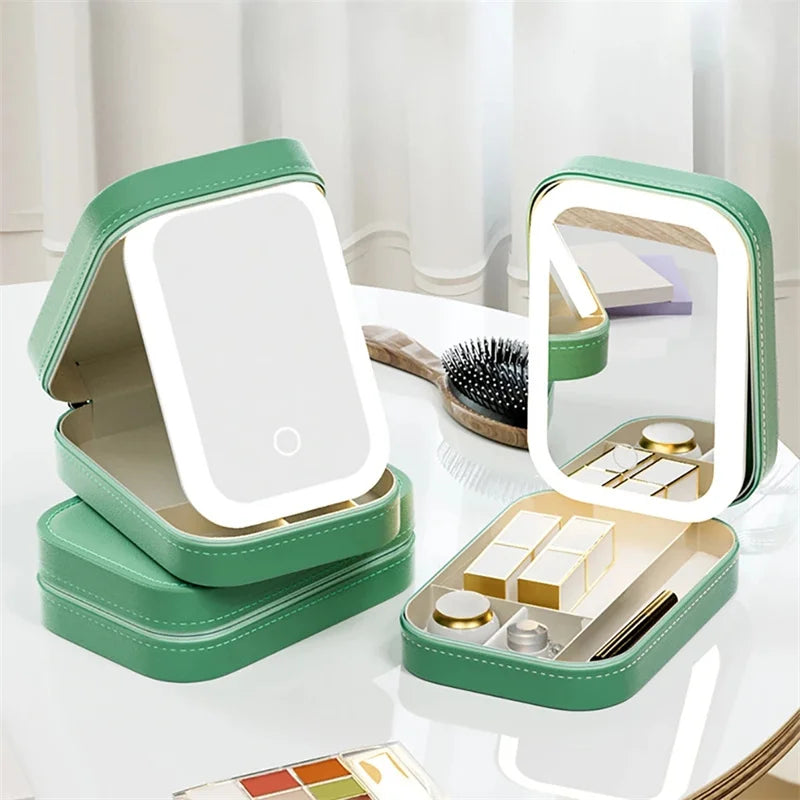 Organizador potatil com espelho e LED