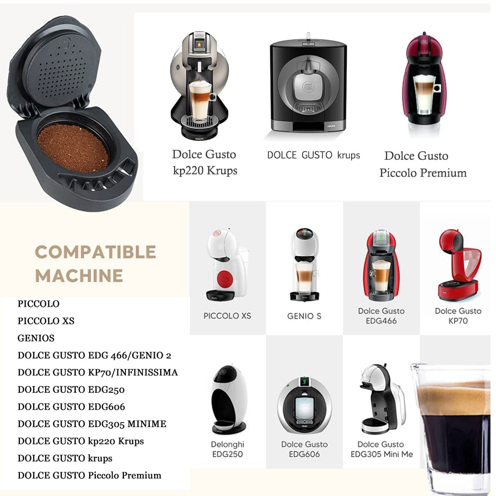 ICafilas Adapter for Dolce Gusto Reusable Capsule Refillable Cafetera Expreso Coffee For PICCOLO XS/Genio S Machine