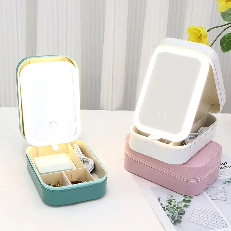 Organizador potatil com espelho e LED