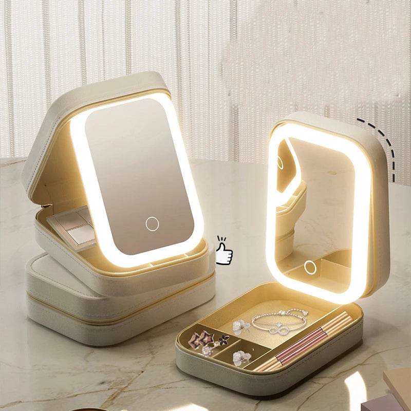 Organizador potatil com espelho e LED