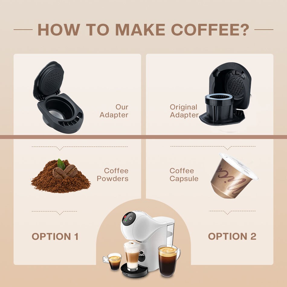 ICafilas Adapter for Dolce Gusto Reusable Capsule Refillable Cafetera Expreso Coffee For PICCOLO XS/Genio S Machine