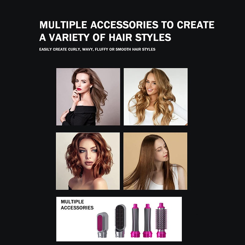 5 in 1 Hair Dryer Hot Comb Set Wet and Dry Professional Curling Iron Hair Straightener Styling Tool Hair Dryer Household