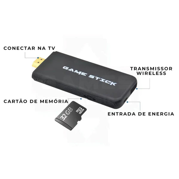 GAME STICK Retro - + 2 controles sem fio e 10 mil Jogos ( Frete grátis somente hoje )