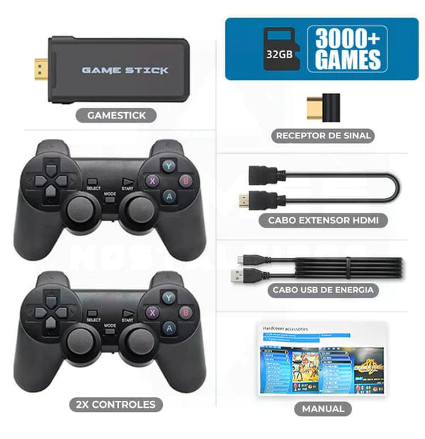 GAME STICK Retro - + 2 controles sem fio e 10 mil Jogos ( Frete grátis somente hoje )