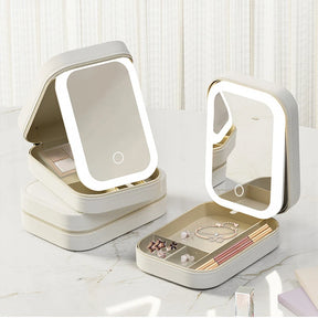 Organizador potatil com espelho e LED