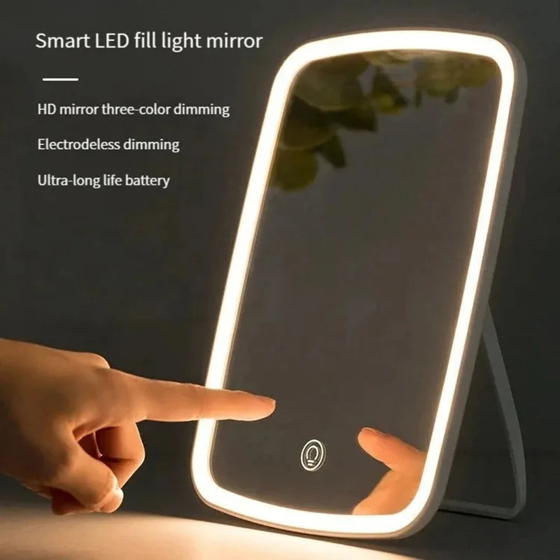 Espelho de Maquiagem com Luz LED - Compacto e Funcional