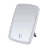 Espelho de maquiagem LED com suporte de mesa dobrável compacto quadrado