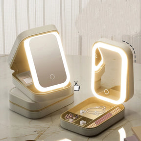 Organizador potatil com espelho e LED