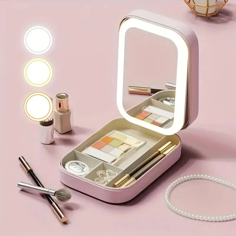 Organizador potatil com espelho e LED