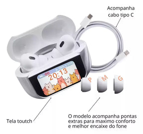 Fone Bluetooth Tela LCD Touch e Cancelamento de Ruído